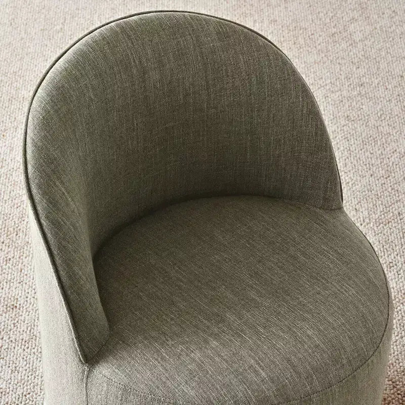 Ensemble Table à Manger pour 6 personnes, Table Ovale 79 et Chaises Tonneau Rembourrées en Tissu Lin avec Roulettes, pour la Salle à Manger-Panipeachy