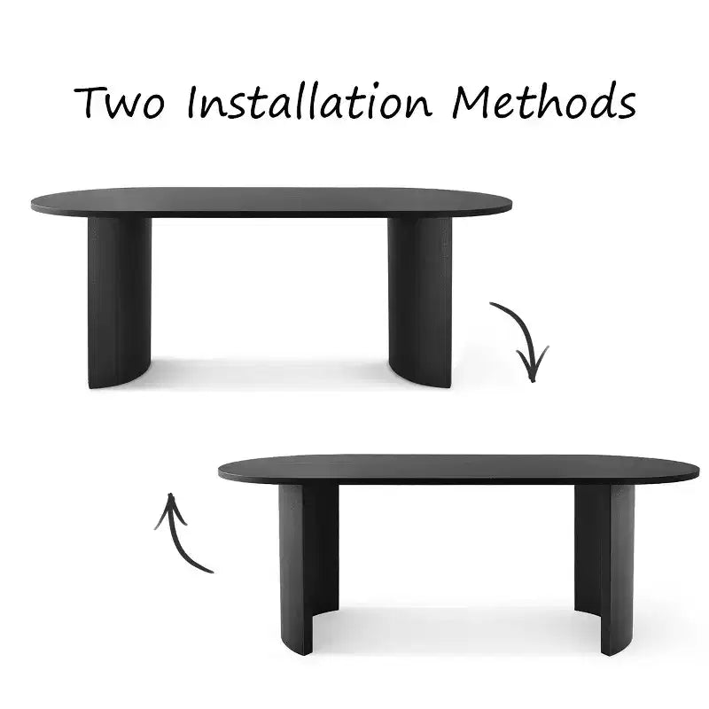 Ensemble Table à Manger pour 6 personnes, Table Ovale 79 et Chaises Tonneau Rembourrées en Tissu Lin avec Roulettes, pour la Salle à Manger-Panipeachy