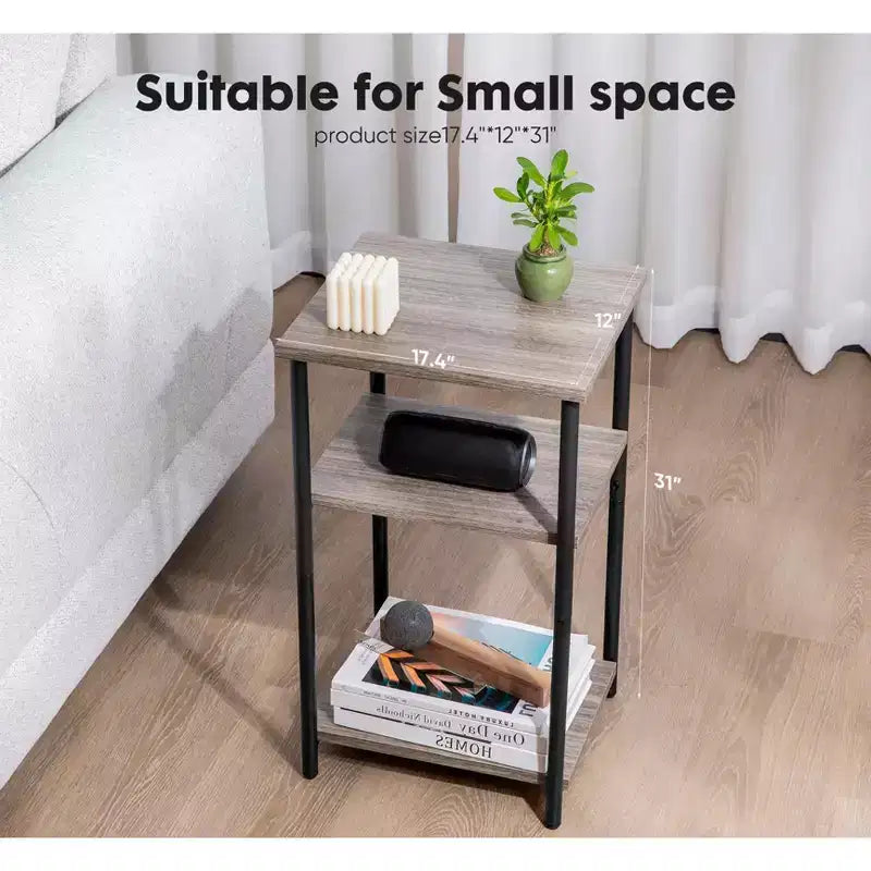 Table basse réglable en hauteur à 3 niveaux, table de chevet de rangement peu encombrante, antirouille