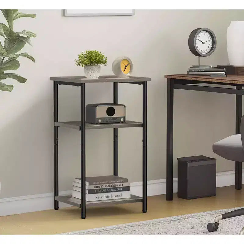 Table basse réglable en hauteur à 3 niveaux, table de chevet de rangement peu encombrante, antirouille