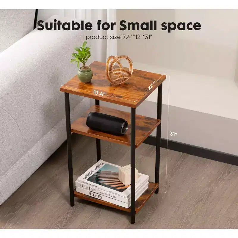 Table basse réglable en hauteur à 3 niveaux, table de chevet de rangement peu encombrante, antirouille