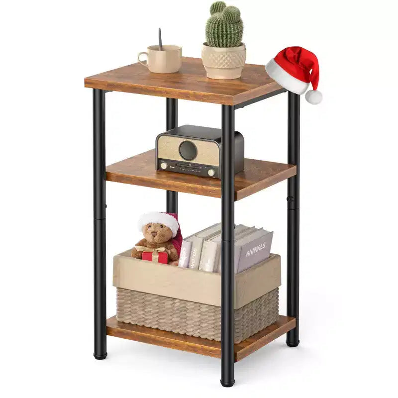 Table basse réglable en hauteur à 3 niveaux, table de chevet de rangement peu encombrante, antirouille