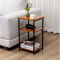 MAYEERTY 3-Tier Adjustable Height Coffee Table, Space-Saving Storage Bedside Table Rust