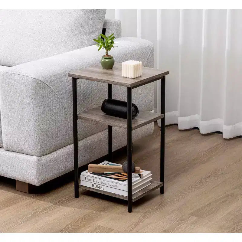 Table basse réglable en hauteur à 3 niveaux, table de chevet de rangement peu encombrante, antirouille