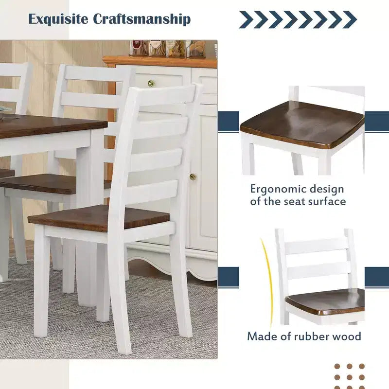 Ensemble de salle à manger 6 pièces en bois pour 6 personnes, table à manger rectangulaire avec 4 chaises rembourrées et un banc