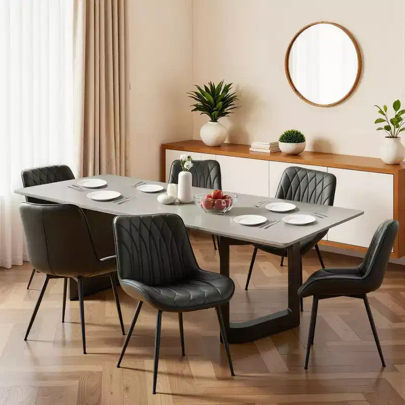 Lot de 2 chaises de salle à manger modernes noires, chaises d'appoint de cuisine rembourrées avec pieds en métal
