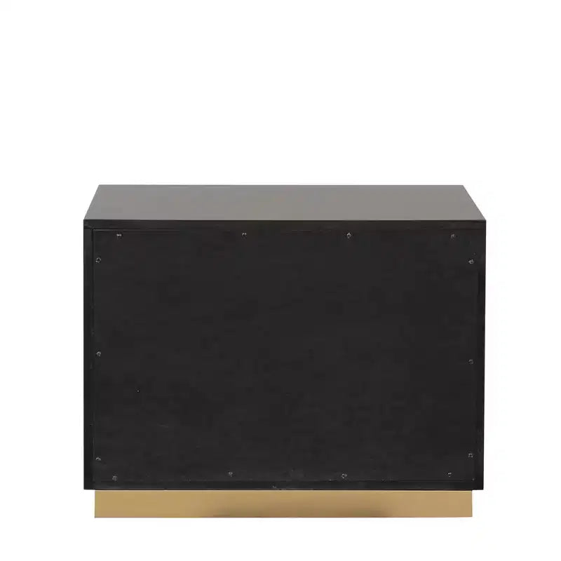 Table de chevet simple moderne de 71 cm, motif laqué or, tiroirs à queue d'aronde français et anglais, noir et or