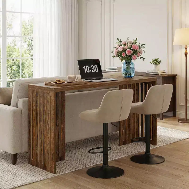 Table de bar rectangulaire 160 cm, Table de salle à manger haute de cuisine