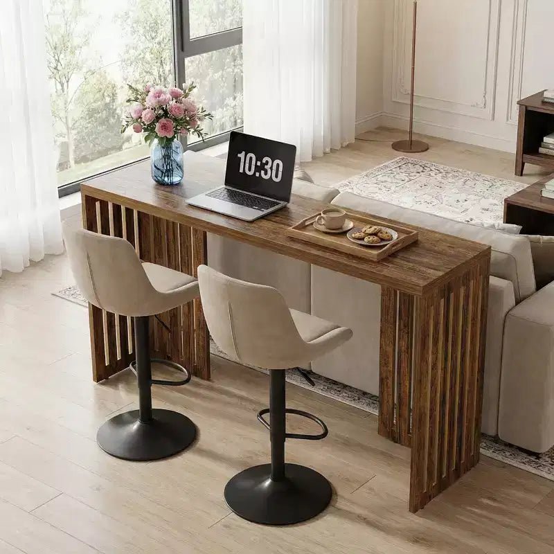 Table de bar rectangulaire 160 cm, Table de salle à manger haute de cuisine