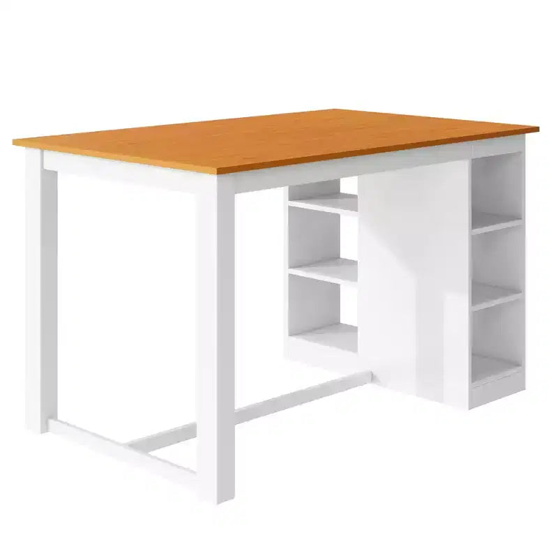 Ensemble de salle à manger 5 pièces hauteur comptoir de style ferme pour 4, ensemble table de bar en bois avec étagères de rangement et 4 chaises rembourrées