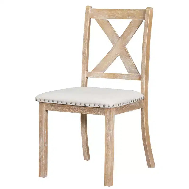 Ensemble de salle à manger extensible de ferme pour 6 personnes, table de cuisine rectangulaire en bois massif avec rallonge amovible, 4 chaises rembourrées et banc