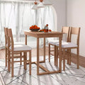 5 Pieces Counter Height Dining Set for 4, Farmhouse Wooden Bar Table Set with 4 Upholstered Chairs for Small Places
