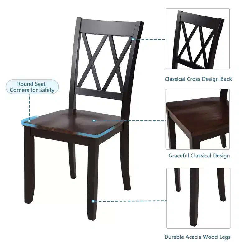 Ensemble de salle à manger 5 pièces pour 4 personnes, ensemble de table de cuisine rectangulaire en bois avec 4 chaises, ensemble de salle à manger de style ferme pour la cuisine