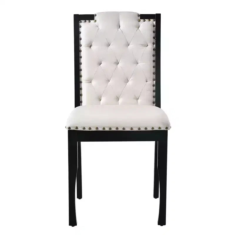 Ensemble de salle à manger rétro 6 pièces, table rectangulaire et 4 chaises touffetées à dossier haut et banc, ensemble de salle à manger en bois pour 6 personnes
