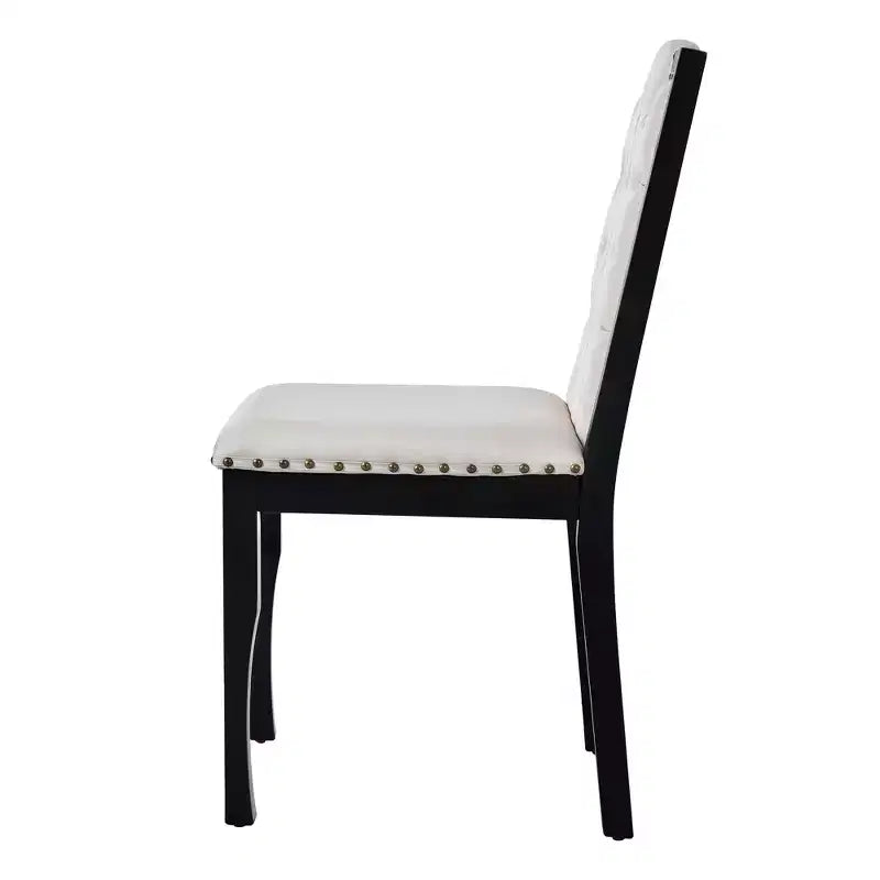 Ensemble de salle à manger rétro 6 pièces, table rectangulaire et 4 chaises touffetées à dossier haut et banc, ensemble de salle à manger en bois pour 6 personnes