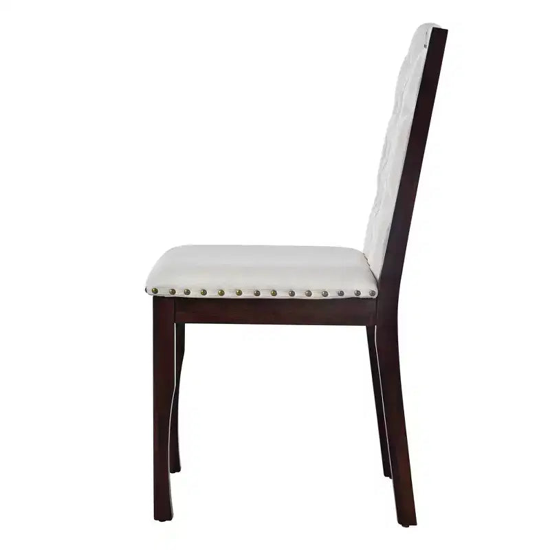 Ensemble de salle à manger rétro 6 pièces, table rectangulaire et 4 chaises touffetées à dossier haut et banc, ensemble de salle à manger en bois pour 6 personnes