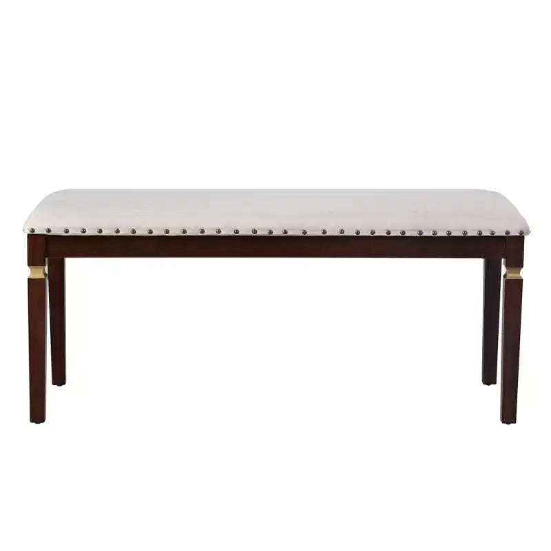 Ensemble de salle à manger rétro 6 pièces, table rectangulaire et 4 chaises touffetées à dossier haut et banc, ensemble de salle à manger en bois pour 6 personnes