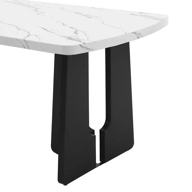 Ensemble de table à manger effet marbre pour 6 personnes, table à manger rectangulaire 6 pièces avec 4 chaises rembourrées et 1 banc pour salle à manger