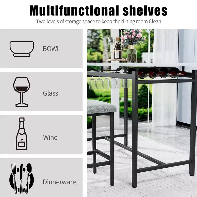 sumyeg Ensemble table à manger 3 pièces avec 2 chaises rembourrées pour cuisine ou petit appartement