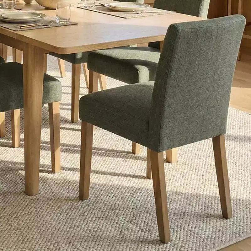 Ensemble de salle à manger extensible pour 8, table rectangulaire avec rallonges amovibles et chaises en lin sans accoudoirs, avec pieds en bois massif-Panipeachy