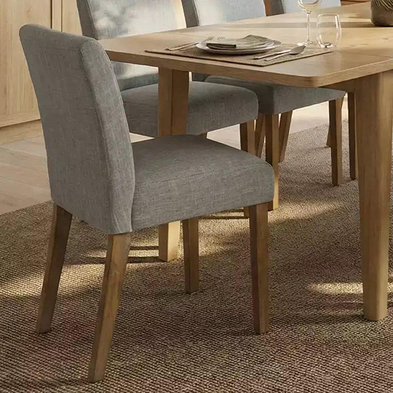 Ensemble de salle à manger extensible pour 8, table rectangulaire avec rallonges amovibles et chaises en lin sans accoudoirs, avec pieds en bois massif-Panipeachy