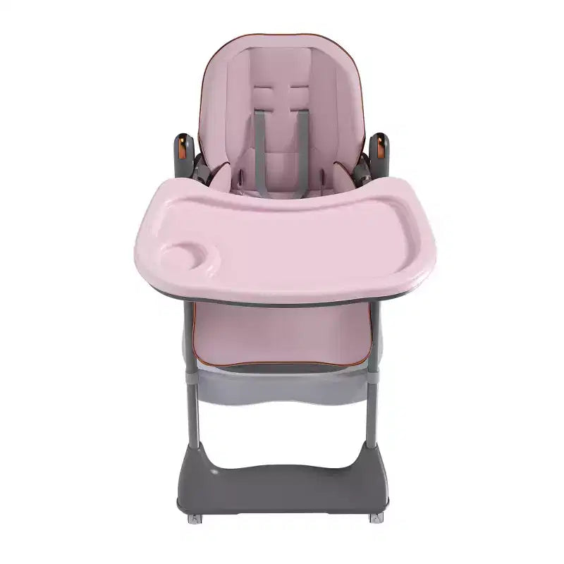 Chaise Haute Portable Réglable Siège d'Alimentation pour Bébé à Tout-Petit (0-6 Ans) avec Roues Verrouillables, Ceinture 5 Points et Design Facile à Nettoyer, pour la Maison