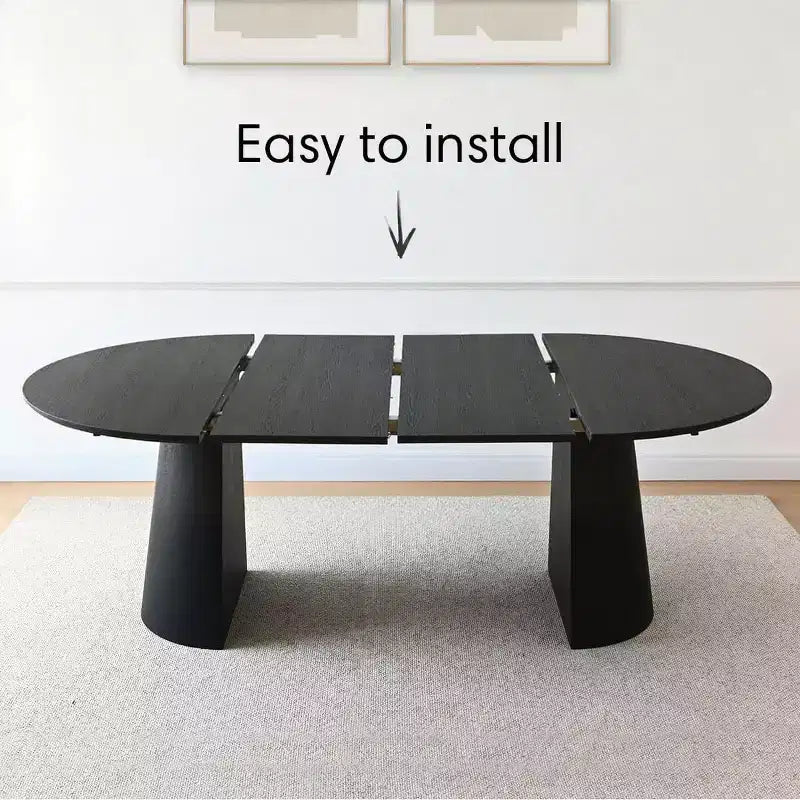 Ensemble de table à manger ronde extensible à ovale avec 8 chaises en velours, ensemble de salle à manger à pied central 3-en-1, pour 4 à 8 personnes, ensemble de salle à manger moderne - Panipeachy