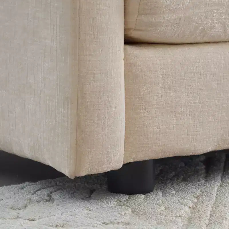 Canapé d'angle modulaire en chenille en forme de U Homy Casa avec poufs réversibles, confort coussiné profond, beige