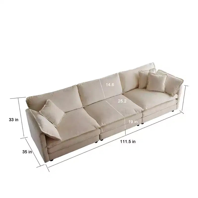 Canapé d'angle modulaire en chenille en forme de U Homy Casa avec poufs réversibles, confort coussiné profond, beige