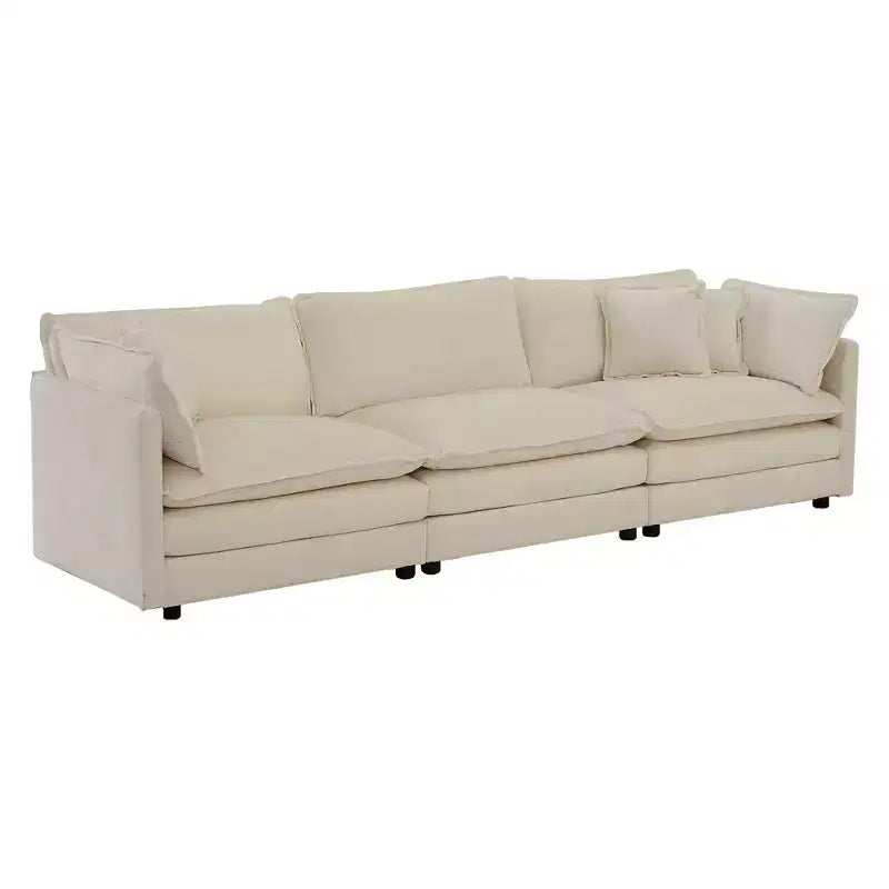 Canapé d'angle modulaire en chenille en forme de U Homy Casa avec poufs réversibles, confort coussiné profond, beige