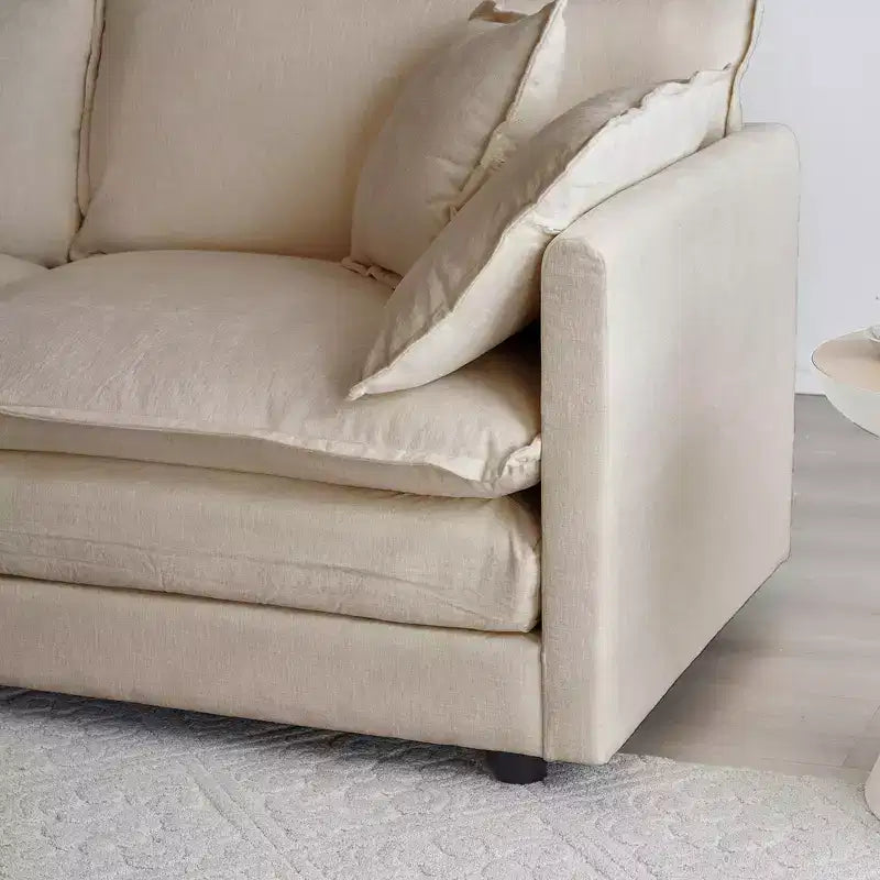 Canapé d'angle modulaire en chenille en forme de U Homy Casa avec poufs réversibles, confort coussiné profond, beige