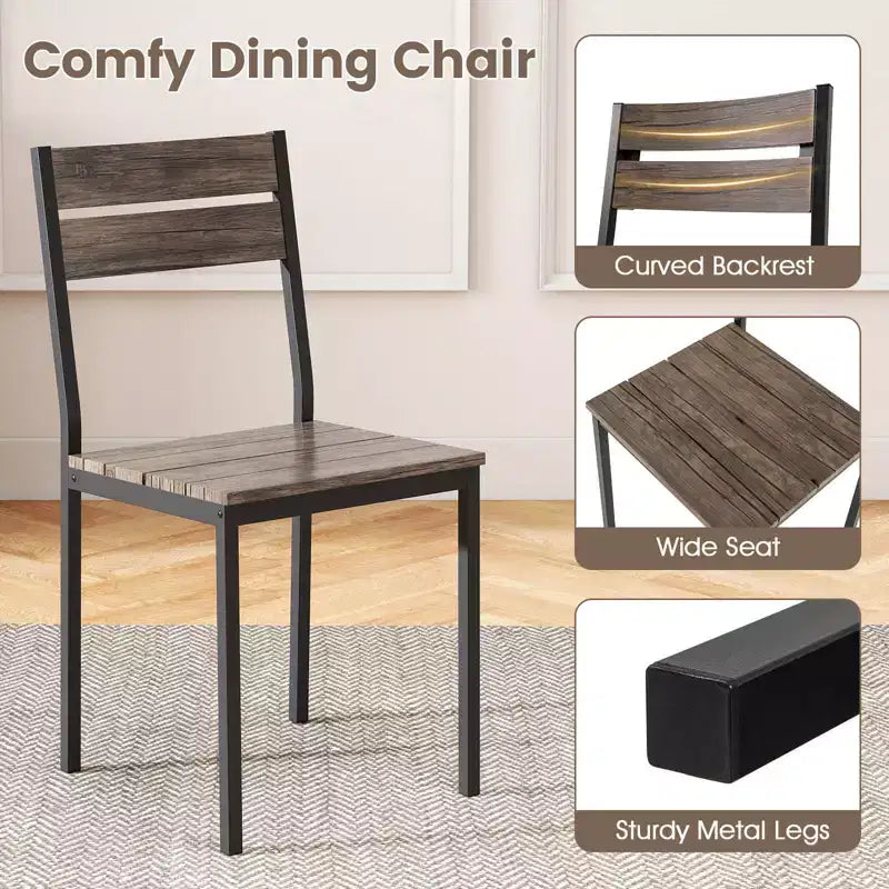 Ensemble de table à manger Costway 47 pour 4 personnes, table de cuisine en bois avec 2 chaises et banc, cadre en métal