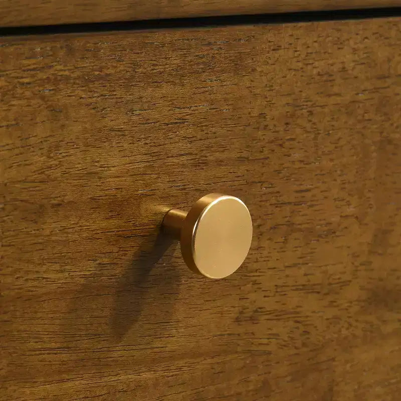 Ensemble de chambre à coucher en bois Eldren de Roundhill Furniture, lit plateforme avec commode, miroir et deux tables de nuit, finition noyer