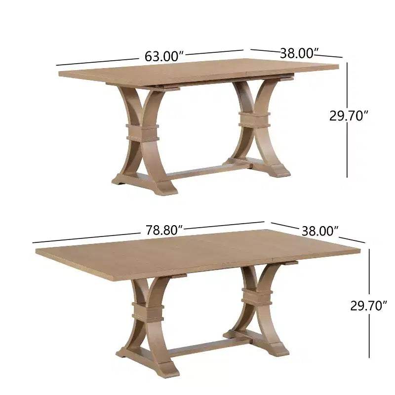 Christopher Knight Home Lyra, ensemble de salle à manger contemporain 7 pièces en hévéa tapissé, avec table à manger extensible