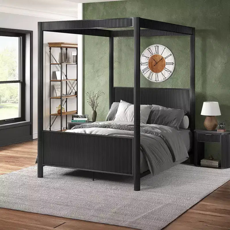 Chambre à coucher complète Shirley (lit et tables de chevet) – Noir – iNSPIREQ