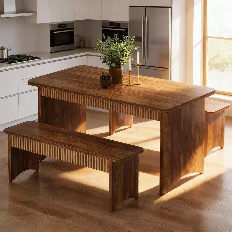 Ensemble de salle à manger 3 pièces en bois Ichi Farmhouse GDFStudio