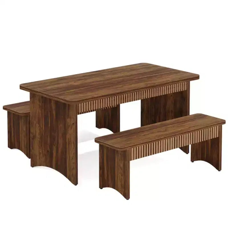 Ensemble de salle à manger 3 pièces en bois Ichi Farmhouse GDFStudio