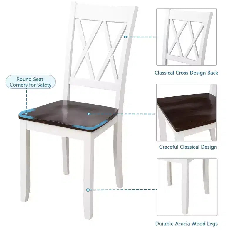 Ensemble de salle à manger en bois GDFStudio Arlette Farmhouse 5 pièces avec chaises sans accoudoirs à dossier croisé