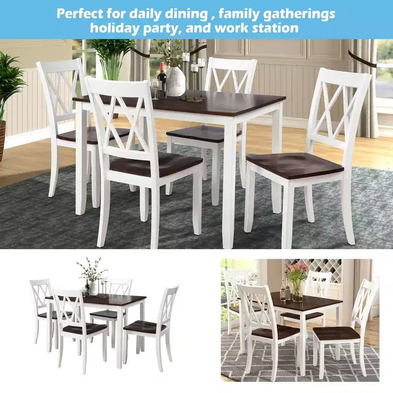 Ensemble de salle à manger en bois GDFStudio Arlette Farmhouse 5 pièces avec chaises sans accoudoirs à dossier croisé