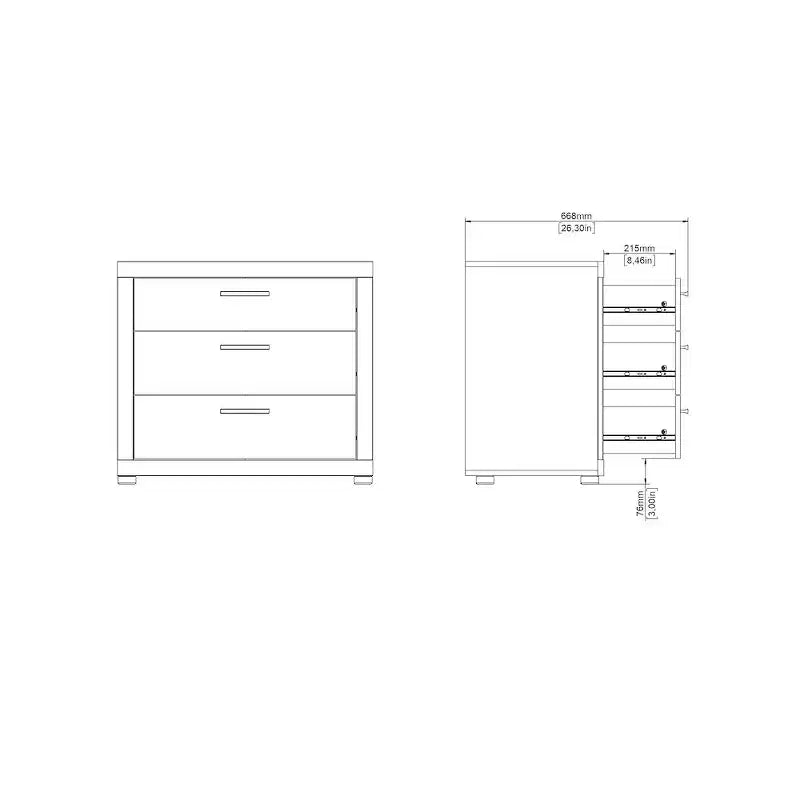 Tvilum, Ensemble de chambre Mira 2 pièces – Commode double 6 tiroirs et chiffonnier, Jackson Hickory