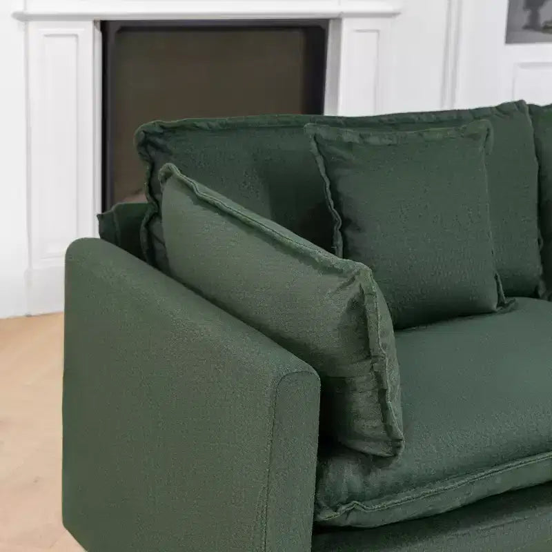 Canapé d'angle modulable 3 places GDFStudio Fairmont 113,77 en tissu chenille avec pouf et coussins lombaires
