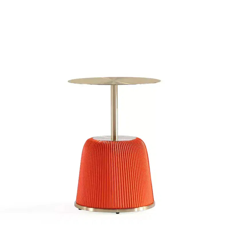 Manhattan Comfort Ensemble de 2 tables basses et tables d'appoint Anderson en similicuir avec plateau en métal