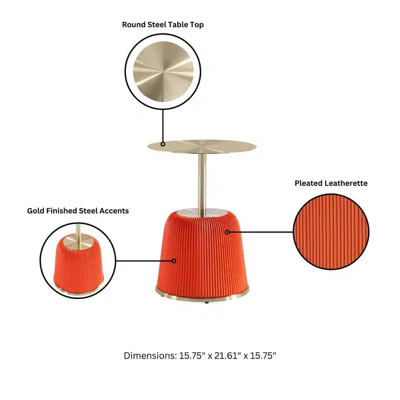 Manhattan Comfort Ensemble de 2 tables basses et tables d'appoint Anderson en similicuir avec plateau en métal