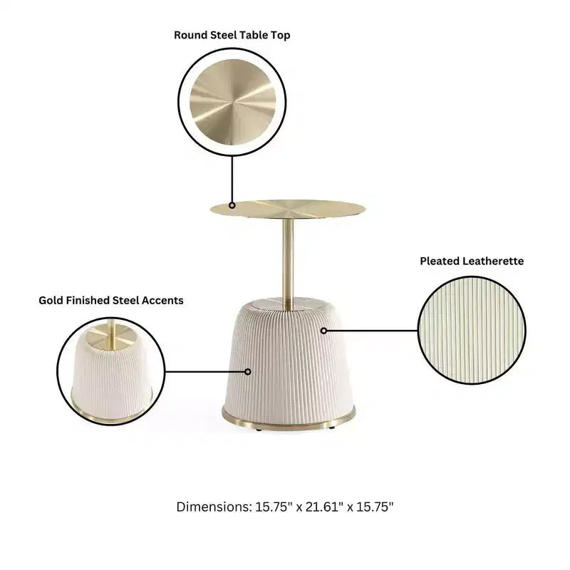 Manhattan Comfort Ensemble de 2 tables basses et tables d'appoint Anderson en similicuir avec plateau en métal