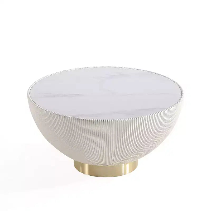 Manhattan Comfort Ensemble de 2 tables basses et tables d'appoint Anderson en similicuir avec plateau en métal
