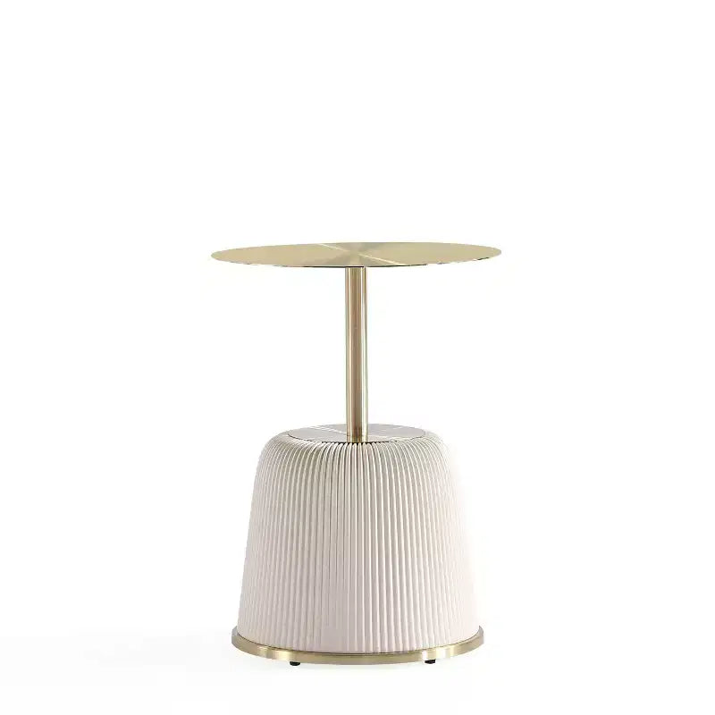Manhattan Comfort Ensemble de 2 tables basses et tables d'appoint Anderson en similicuir avec plateau en métal
