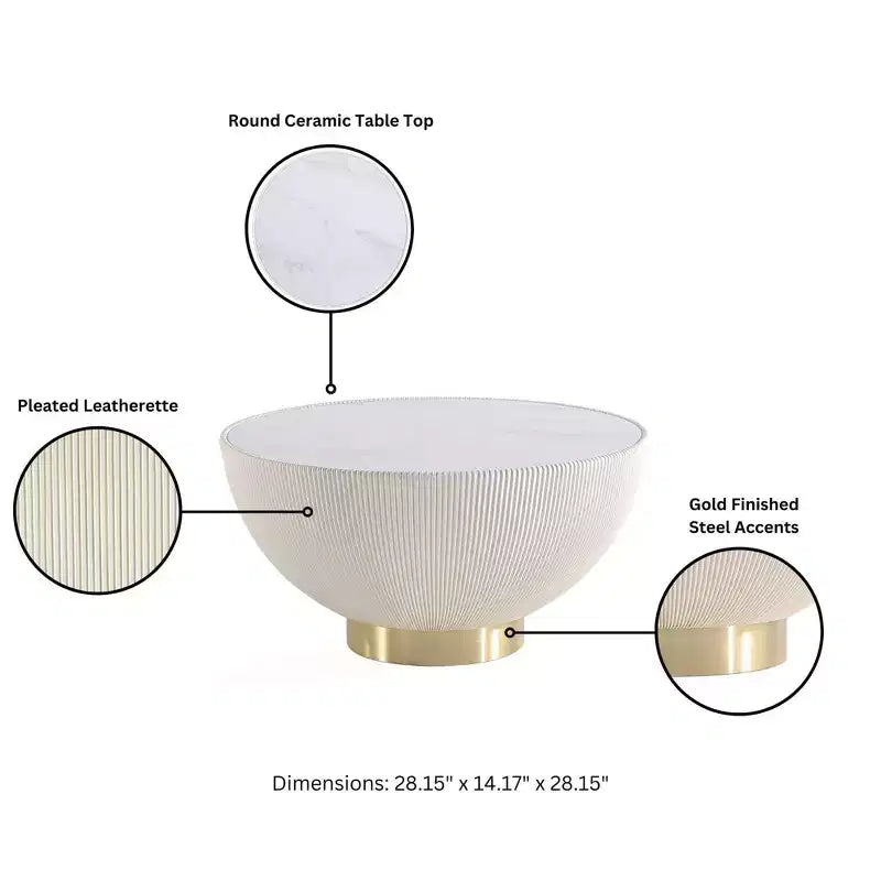 Manhattan Comfort Ensemble de 2 tables basses et tables d'appoint Anderson en similicuir avec plateau en métal