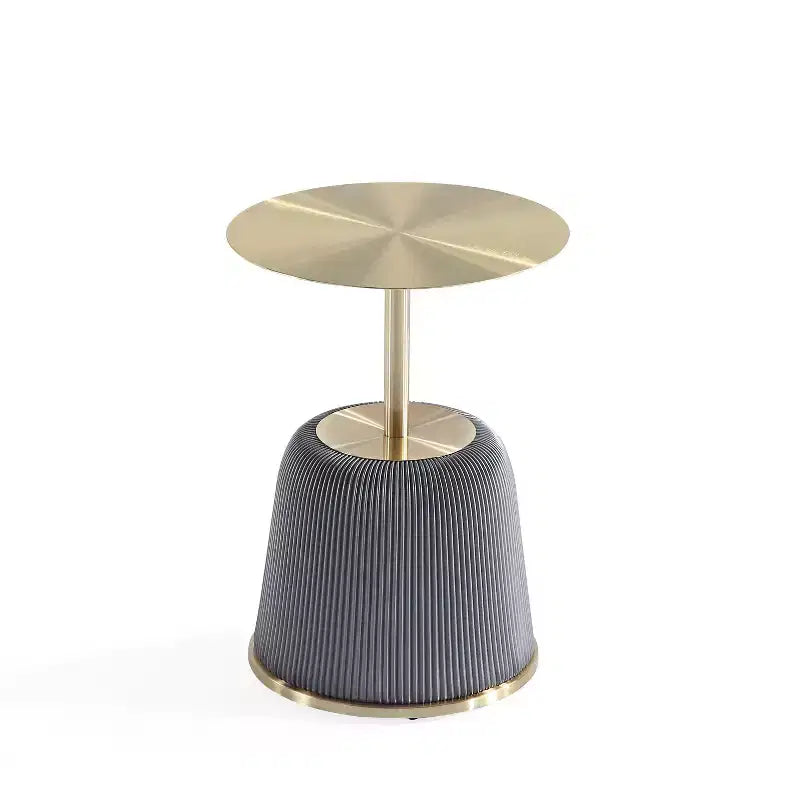 Manhattan Comfort Ensemble de 2 tables basses et tables d'appoint Anderson en similicuir avec plateau en métal