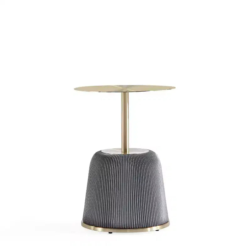 Manhattan Comfort Ensemble de 2 tables basses et tables d'appoint Anderson en similicuir avec plateau en métal