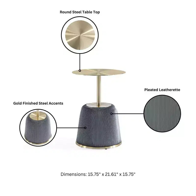 Manhattan Comfort Ensemble de 2 tables basses et tables d'appoint Anderson en similicuir avec plateau en métal